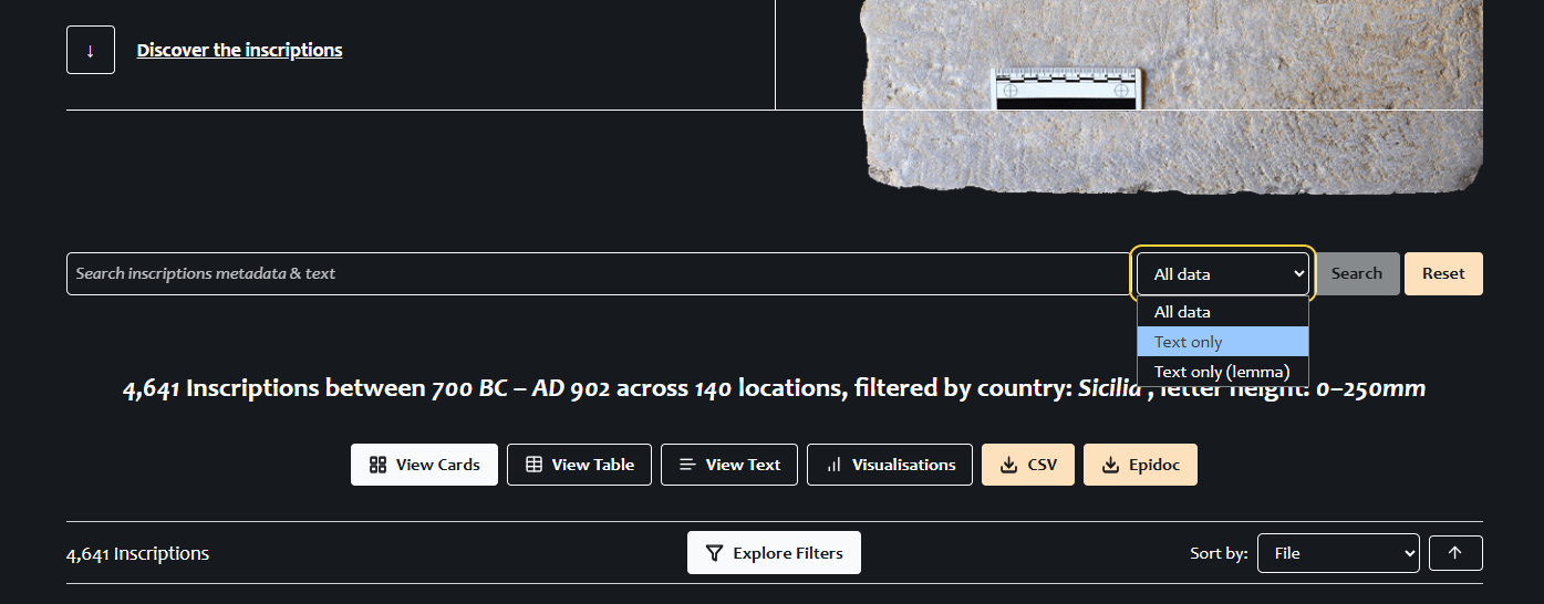 screenshot of the main search bar in I.Sicily